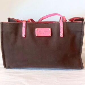 Kate spade brown/pink canvas shoulder tote